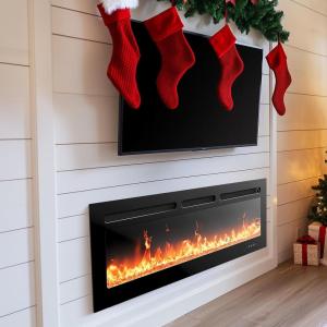 image:imageSilonn 3Sided Smart 50 Electric Fireplace Alexa amp App Control Fireplace with 15 Flame Colors Electric Fireplace Inserts Logs 5110 BTU Heat Output Realistic Flame and Sound60 Inch