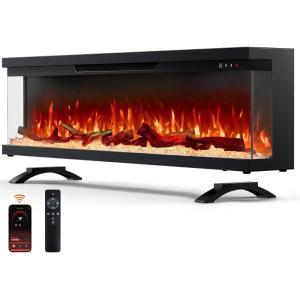 image:imageSilonn 3Sided Smart 50 Electric Fireplace Alexa amp App Control Fireplace with 15 Flame Colors Electric Fireplace Inserts Logs 5110 BTU Heat Output Realistic Flame and Sound3Sided Fireplace