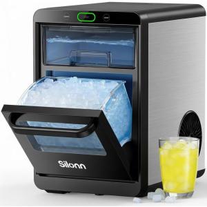 image:imageSilonn Nugget Ice Maker Countertop  44lbs24h CrushedPebble Ice Machine Front PullOut Water Tank amp Removable Basket Stainless Steel Finish for Home Kitchen