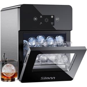 image:imageSilonn 24 Sphere Ice Maker Clear Ice Ball Maker with SlowMelting 3 pcs in 40 Mins 100 pcsDay Crystal Sphere amp Rapid Sphere Technology SelfCleaning Ice Maker Countertop Ideal for WhiskeyDark
