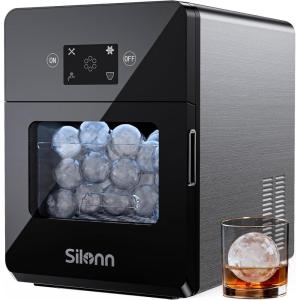 image:imageSilonn 24 Sphere Ice Maker Clear Ice Ball Maker with SlowMelting 3 pcs in 40 Mins 100 pcsDaywith Crystal Sphere amp Rapid Sphere Technology SelfCleaning Ice Maker Countertop Ideal for WhiskeySphere Ice MakerDark Black