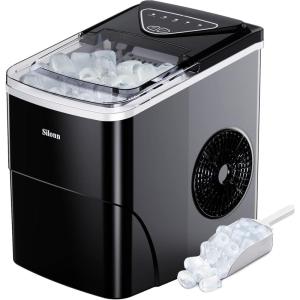 image:imageSilonn Ice Maker Countertop 9 Cubes Ready in 6 Mins 26lbs in 24Hrs SelfCleaning Ice Machine with Ice Scoop and Basket 2 Sizes of Bullet Ice for Home Kitchen Office Bar PartyBlack