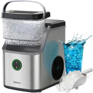 image:imageSilonn Ice Maker Countertop Stainless Steel Portable Ice Machine with Carry Handle SelfCleaning Ice Makers with Basket and Scoop 9 Cubes in 6 Mins 26 lbs per DayStainless SteelDetachable