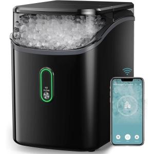 image:imageSilonn Nugget Ice Maker Countertop Pebble Ice Makers with Crushed Soft Chewable Ice 33lbs Per Day with Scoop Pellet Portable Ice Machines with AutoCleaning for Home Kitchen Office BlackModel with App Support