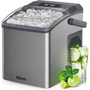 image:imageSilonn Stainless Steel Countertop Ice Maker 26 lbsDay Fast Ice Production in 6 Mins SelfCleaning Compact Ice Machine for Home Kitchen Office amp PartiesSatin Silver