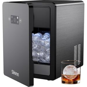 image:imageSilonn 2 Sphere Clear Ice Maker Countertop SlowMelting Crystal Ice Balls for Whiskey 4 Pcs in 35 Mins  144 PcsDay Rapid Sphere Technology OneClick SelfCleaning Ideal for BourbonMatte Black