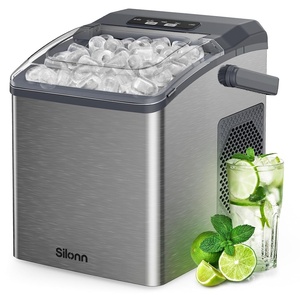 image:imageNugget Ice Maker Countertop Silonn Chewable Pellet Ice Machine with SelfCleanin Function 33lbs24H Portable Ice Makers for Home Kitchen Officce Stainless SteelSatin Silver