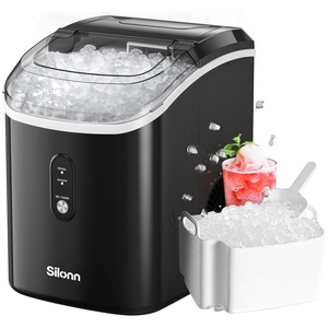 image:imageNugget Ice Maker Countertop Silonn Chewable Pellet Ice Machine with SelfCleanin Function 33lbs24H Portable Ice Makers for Home Kitchen Officce Stainless SteelBlacktransparent