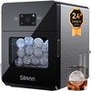 image:imageSilonn Ice Maker Coutertop  Portable Ice Cube Machine  20lbs of Bullet Ice per Day Makes Ice in 6 Minutes Stainless Steel with Visible Water Level Window Ideal for Kitchen Office and CampingRock Black