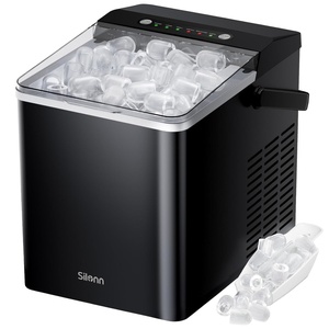 image:imageSilonn Ice Maker Coutertop  Portable Ice Cube Machine  20lbs of Bullet Ice per Day Makes Ice in 6 Minutes Stainless Steel with Visible Water Level Window Ideal for Kitchen Office and CampingBlackIM35