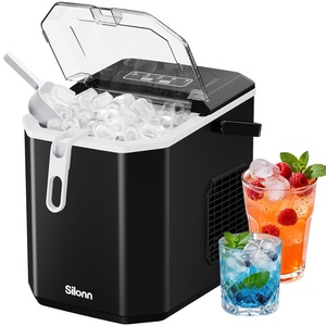image:imageSilonn Ice Maker Coutertop  Portable Ice Cube Machine  20lbs of Bullet Ice per Day Makes Ice in 6 Minutes Stainless Steel with Visible Water Level Window Ideal for Kitchen Office and CampingBlack