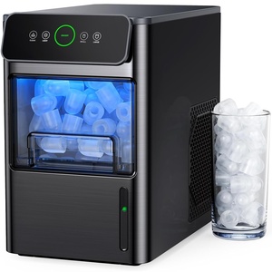 image:imageSilonn Ice Maker Coutertop  Portable Ice Cube Machine  20lbs of Bullet Ice per Day Makes Ice in 6 Minutes Stainless Steel with Visible Water Level Window Ideal for Kitchen Office and CampingLED Black