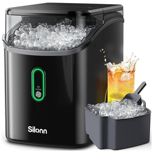 image:imageSilonn Nugget Ice Maker  Timer Ice Machine with SelfCleaning 45lbs per Day Pebble Ice Maker with Soft Chewable Ice OneClick Operation Ice Machine for Home Kitchen OfficeGloss Black