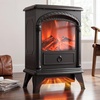 image:imageSilonn 22 Electric Fireplace Heater with 3D Flame Effect 5100 BTU1500 WSolid Black